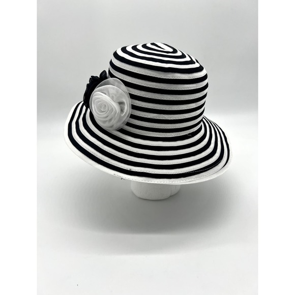 Hats and Caps Black White Floral Sun Hat - Picture 2 of 8